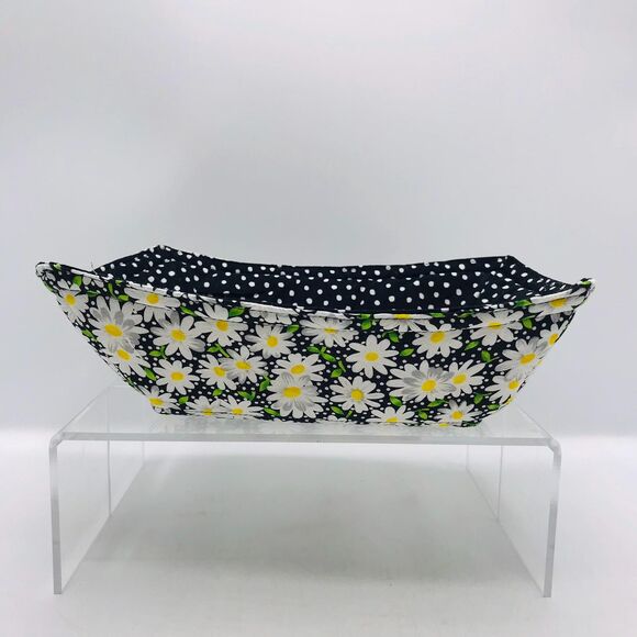 NEW! Microwave Takeout Container Cozy! Reversible, Black Daisy and Dots - Picture 6 of 6
